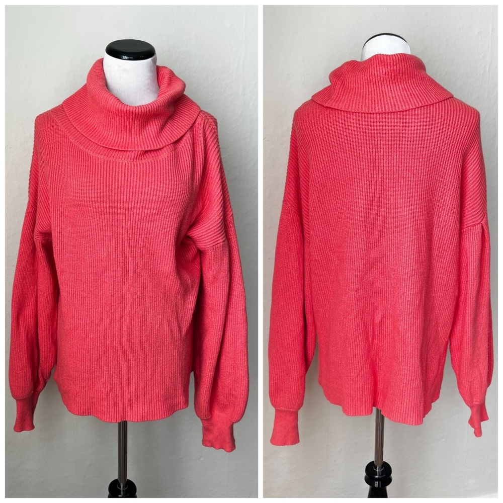 204 Vici Collection coral cowl neck balloon sleeve sweater women’s size small - Picture 3 of 5